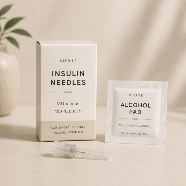 50 Pack Insulin Needle + Alcohol pads